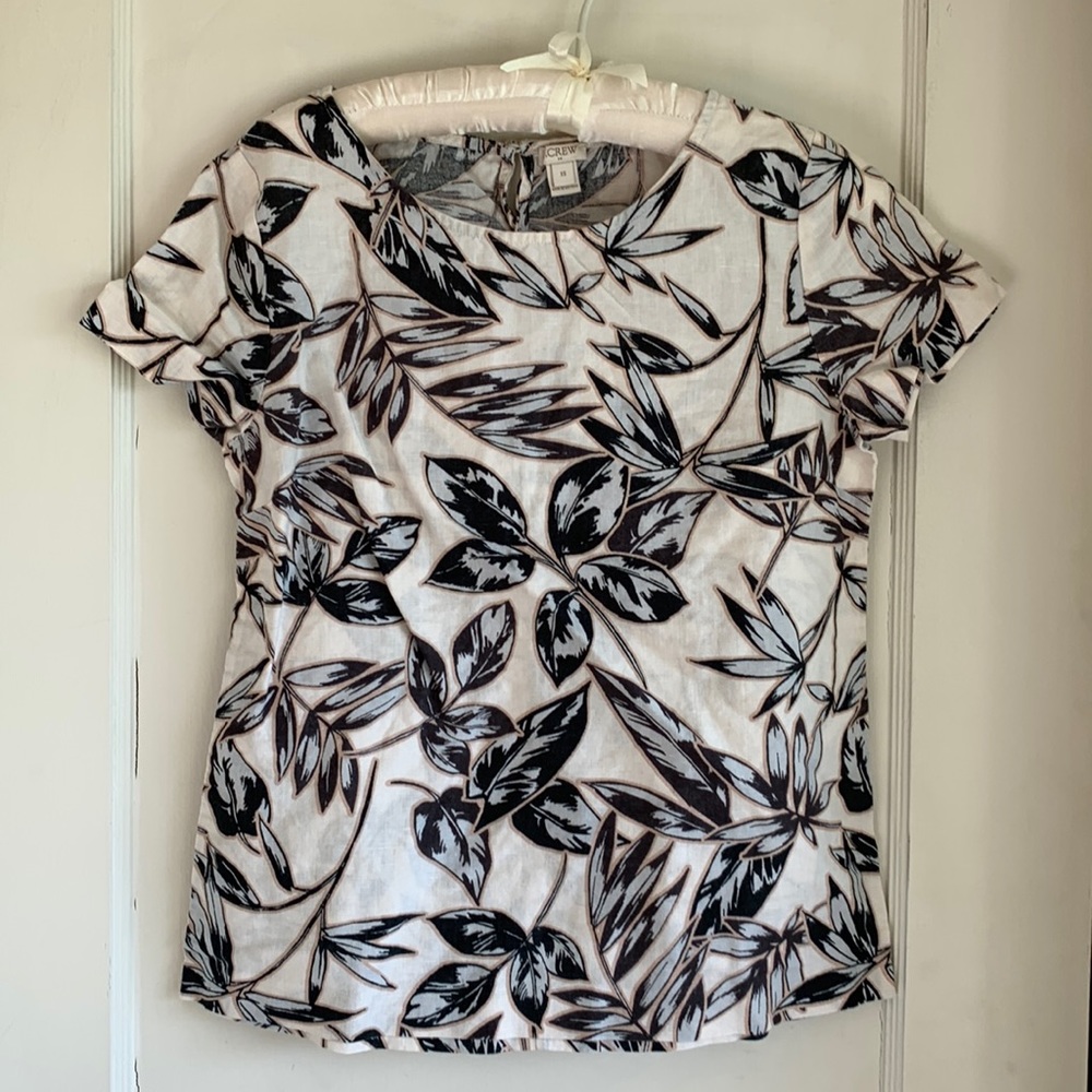 J.Crew linen blend top tropical floral print size x- small 55% linen/45% cotton